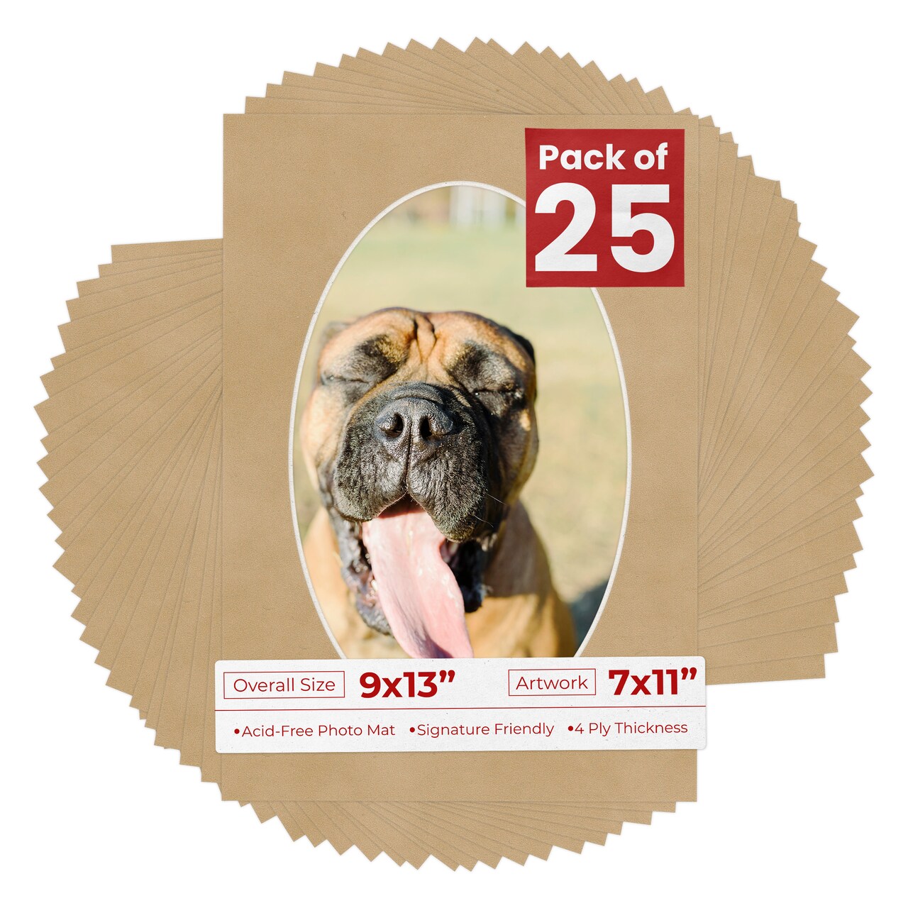 Beige Suede Mat Board for 9x13 Frames - Oval Opening for 7x11 Photos
